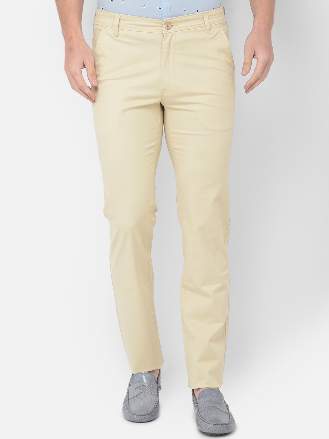 

Canary London Men Off White Smart Slim Fit Wrinkle Free Trousers
