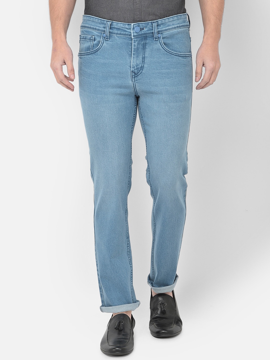 

Canary London Men Blue Smart Straight Fit Embroidered Stretchable Jeans