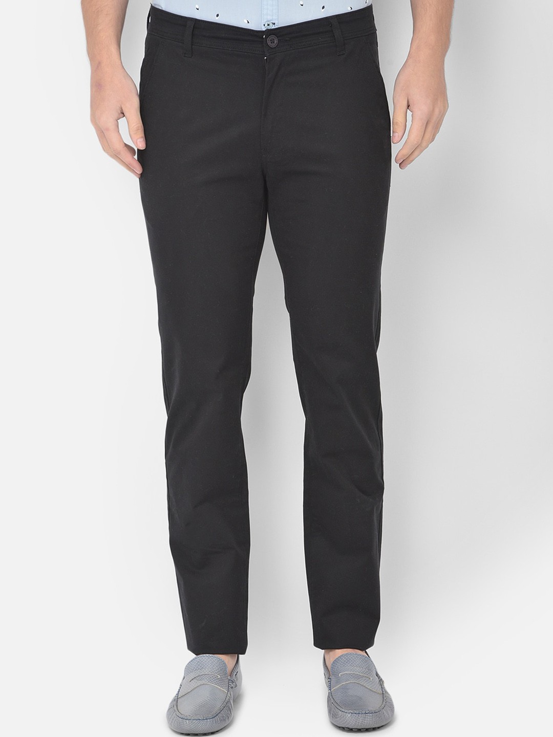 

Canary London Men Black Smart Slim Fit Wrinkle Free Trousers