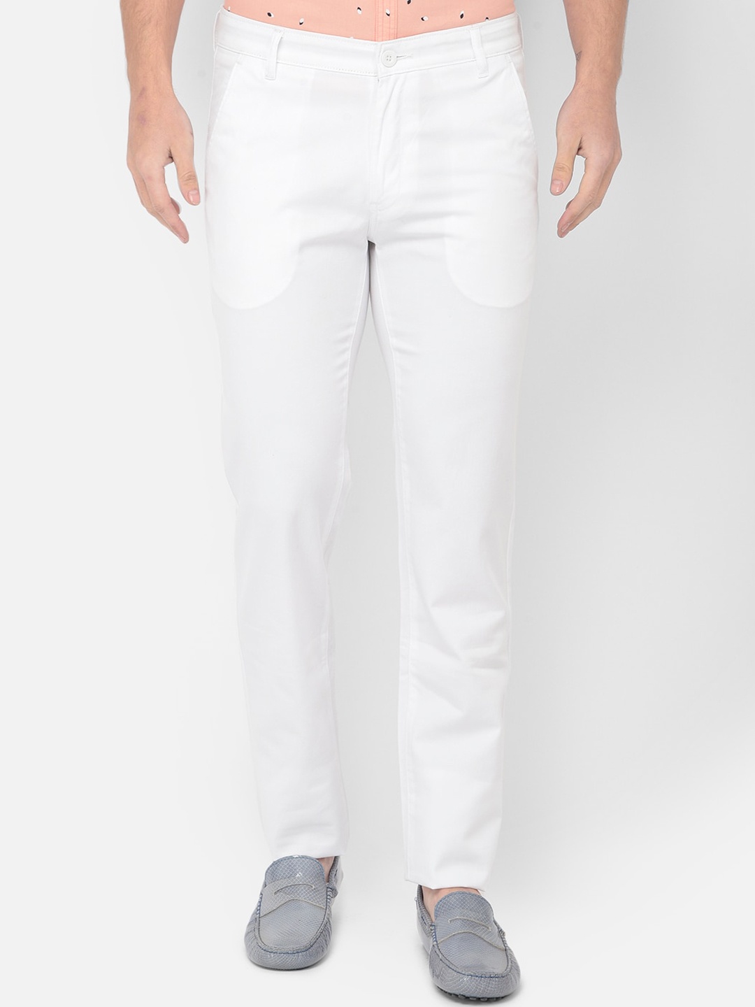 

Canary London Men White Smart Slim Fit Wrinkle Free Trousers