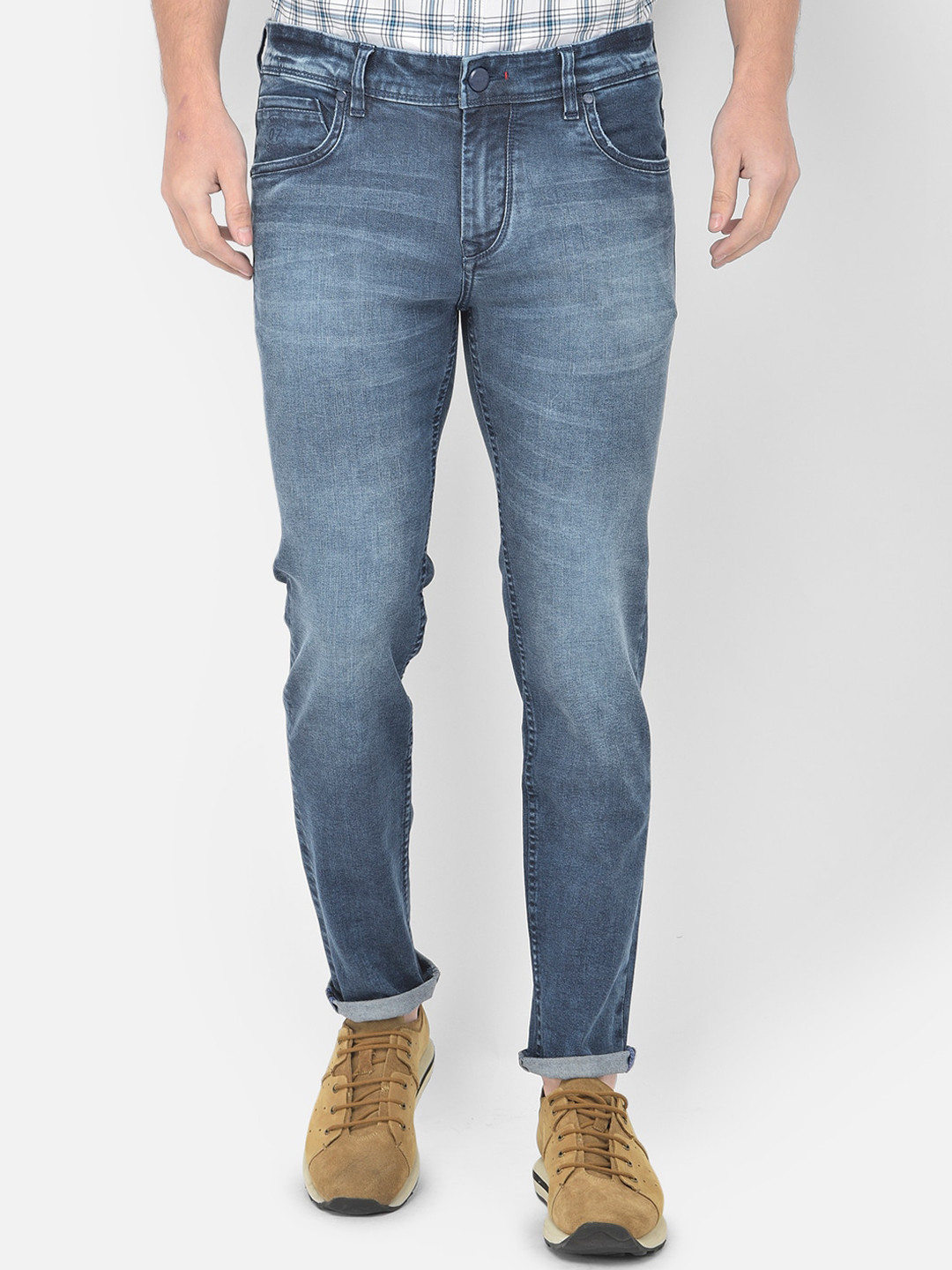 

Canary London Men Blue Smart Slim Fit Low-Rise Light Fade Stretchable Jeans