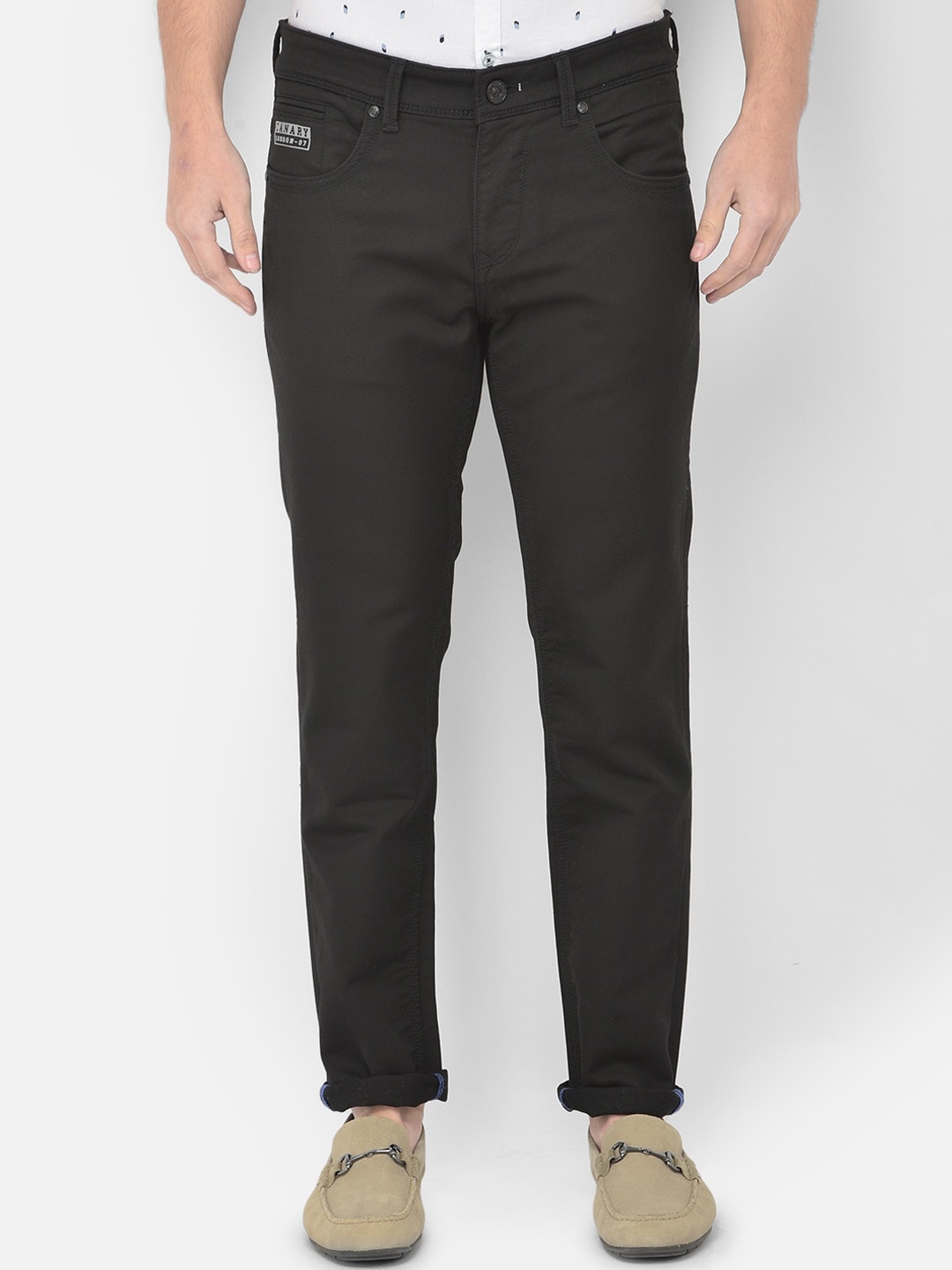 

Canary London Men Black Smart Slim Fit Low-Rise Embroidered Stretchable Jeans