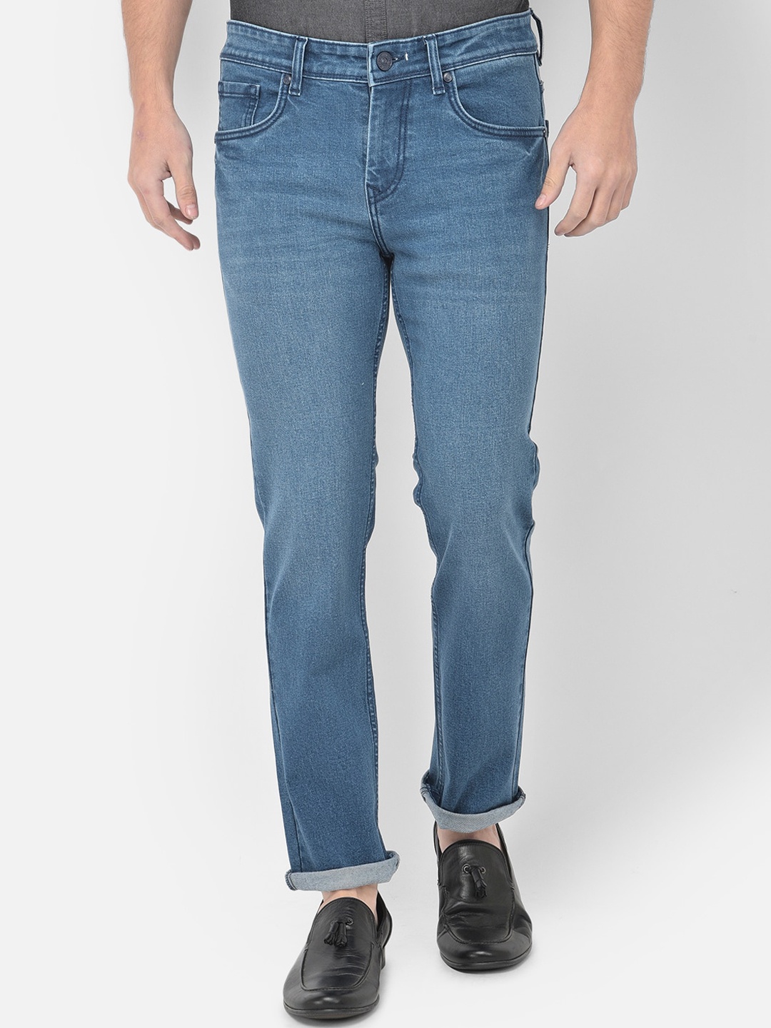 

Canary London Men Blue Smart Straight Fit Embroidered Stretchable Jeans