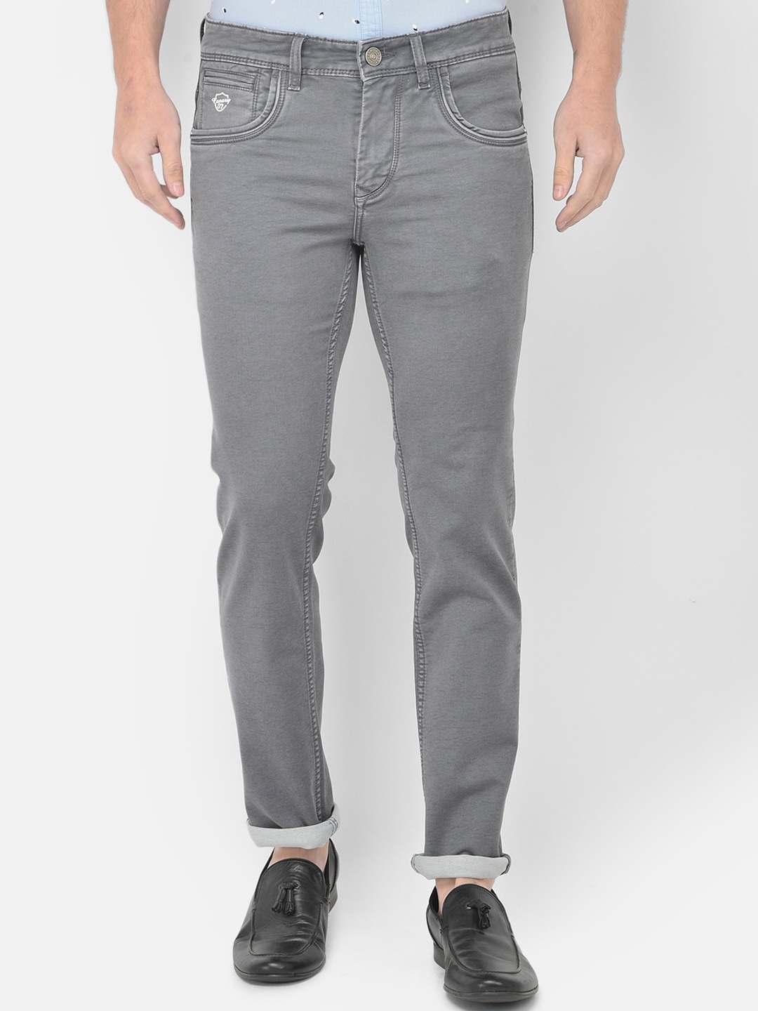 

Canary London Men Grey Smart Slim Fit Low-Rise Embroidered Stretchable Jeans