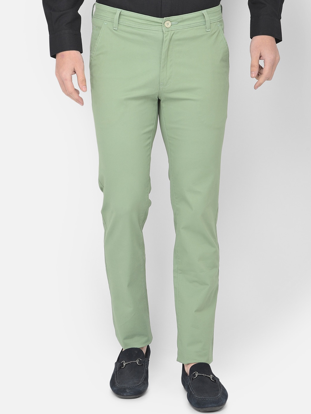 

Canary London Men Green Smart Slim Fit Wrinkle Free Trousers