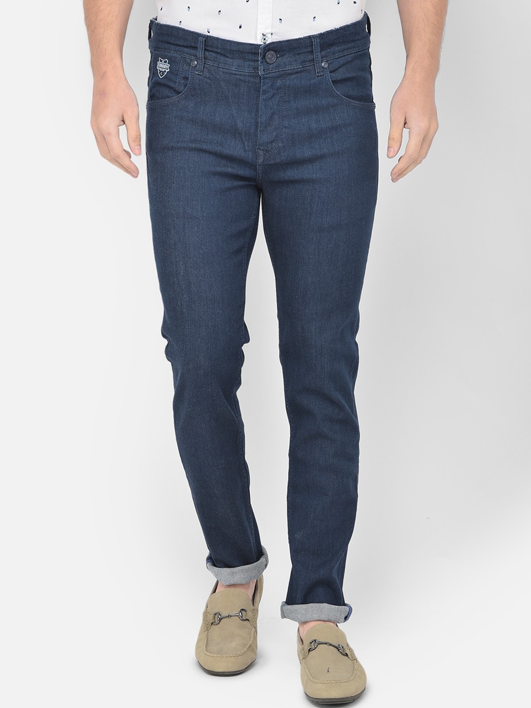 

Canary London Men Blue Smart Slim Fit Low-Rise Embroidered Stretchable Jeans