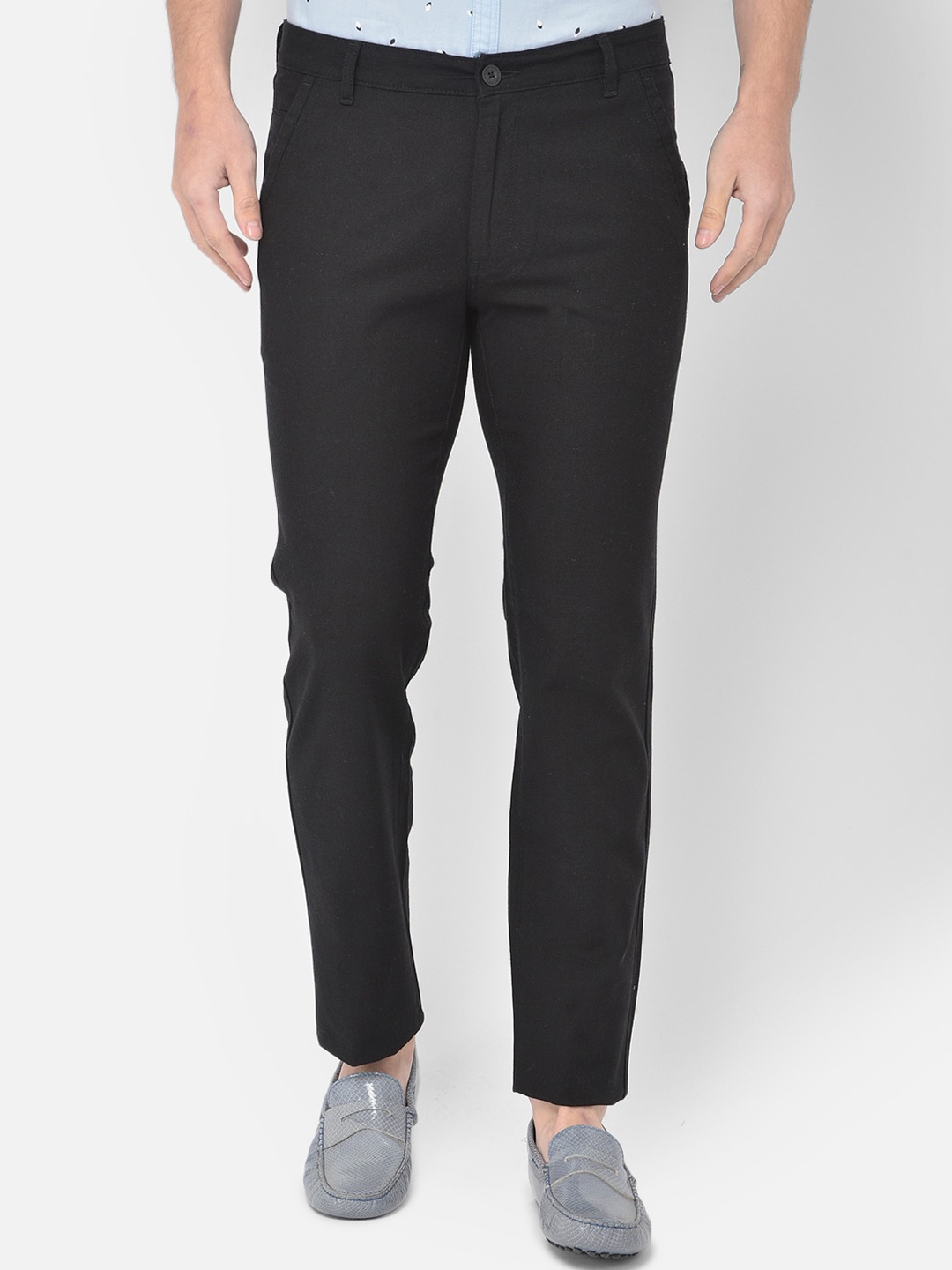 

Canary London Men Black Smart Slim Fit Wrinkle Free Trousers