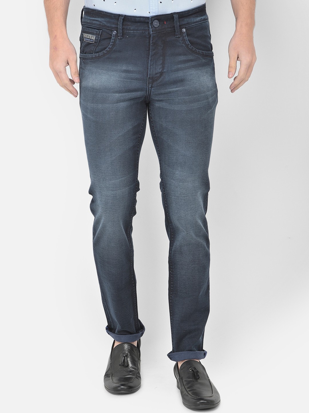 

Canary London Men Blue Smart Slim Fit Low-Rise Light Fade Stretchable Jeans