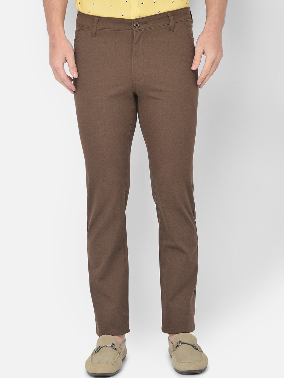 

Canary London Men Brown Smart Slim Fit Wrinkle Free Chinos Trousers