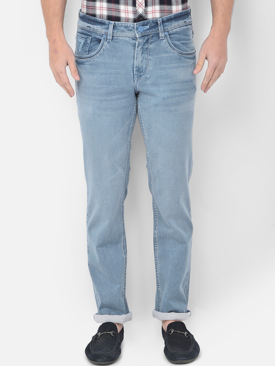 

Canary London Men Blue Smart Slim Fit Low-Rise Light Fade Stretchable Jeans