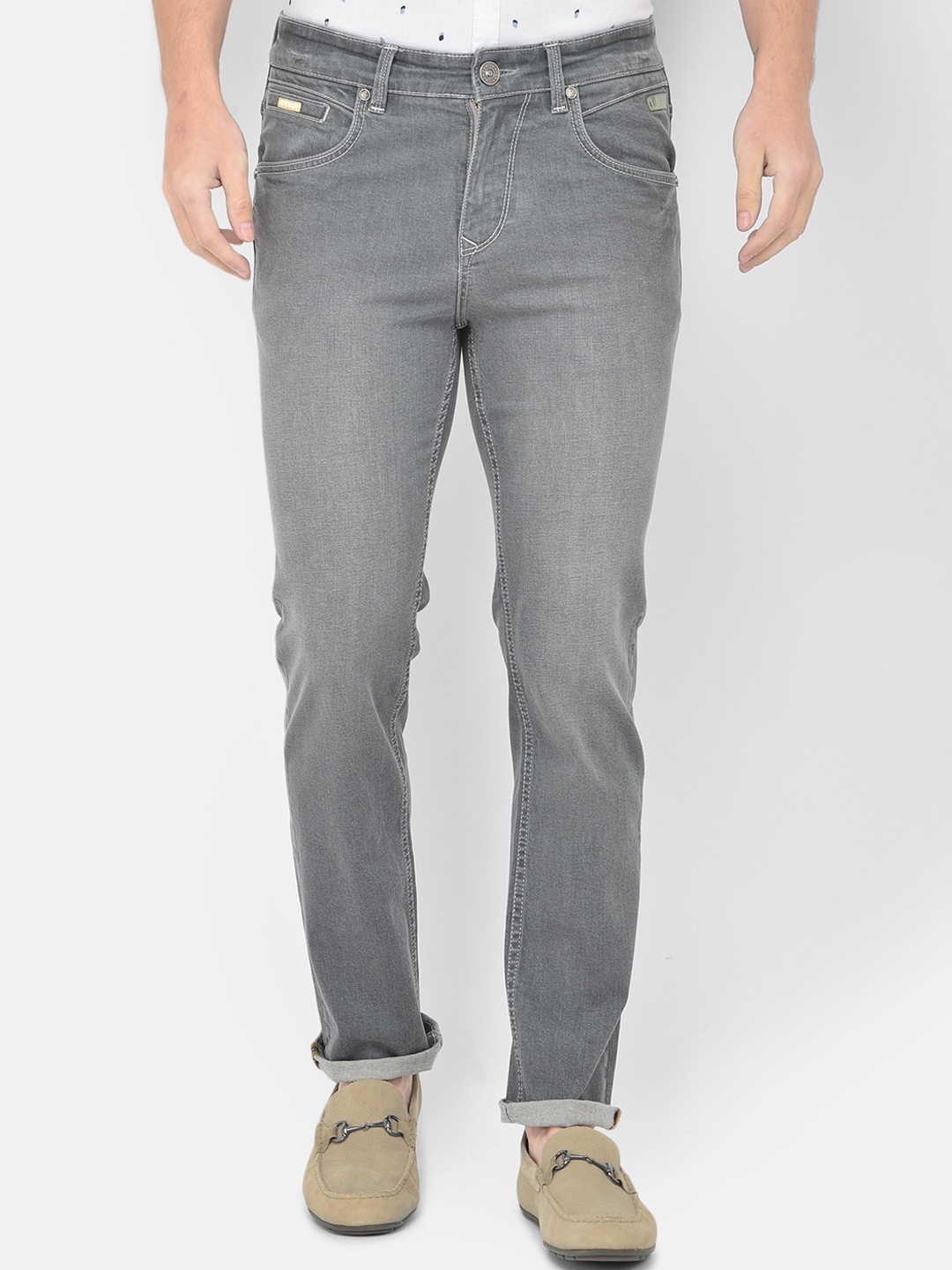 

Canary London Men Grey Smart Straight Fit Stretchable Jeans