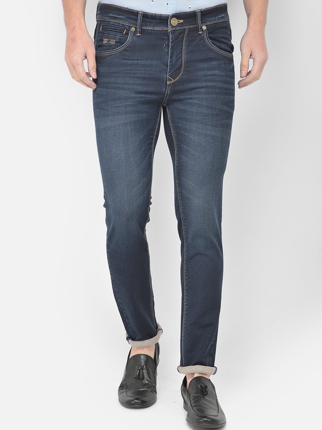 

Canary London Men Blue Smart Slim Fit Low-Rise Heavy Fade Stretchable Jeans