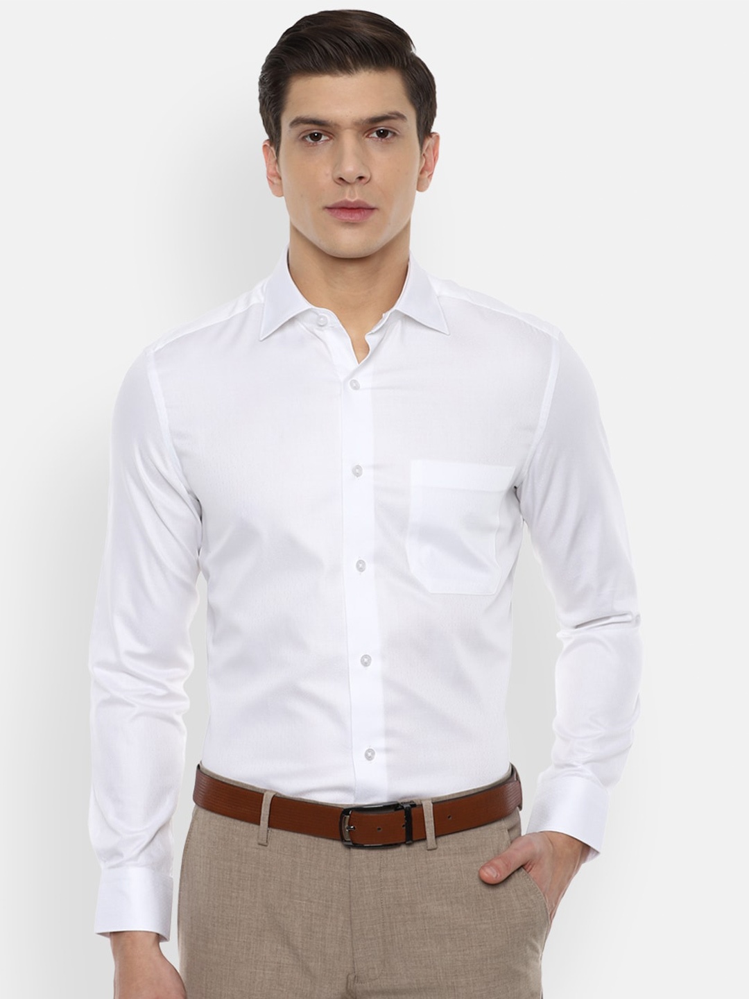 

Louis Philippe Gods & Kings Men White Textured Pure Cotton Formal Shirt