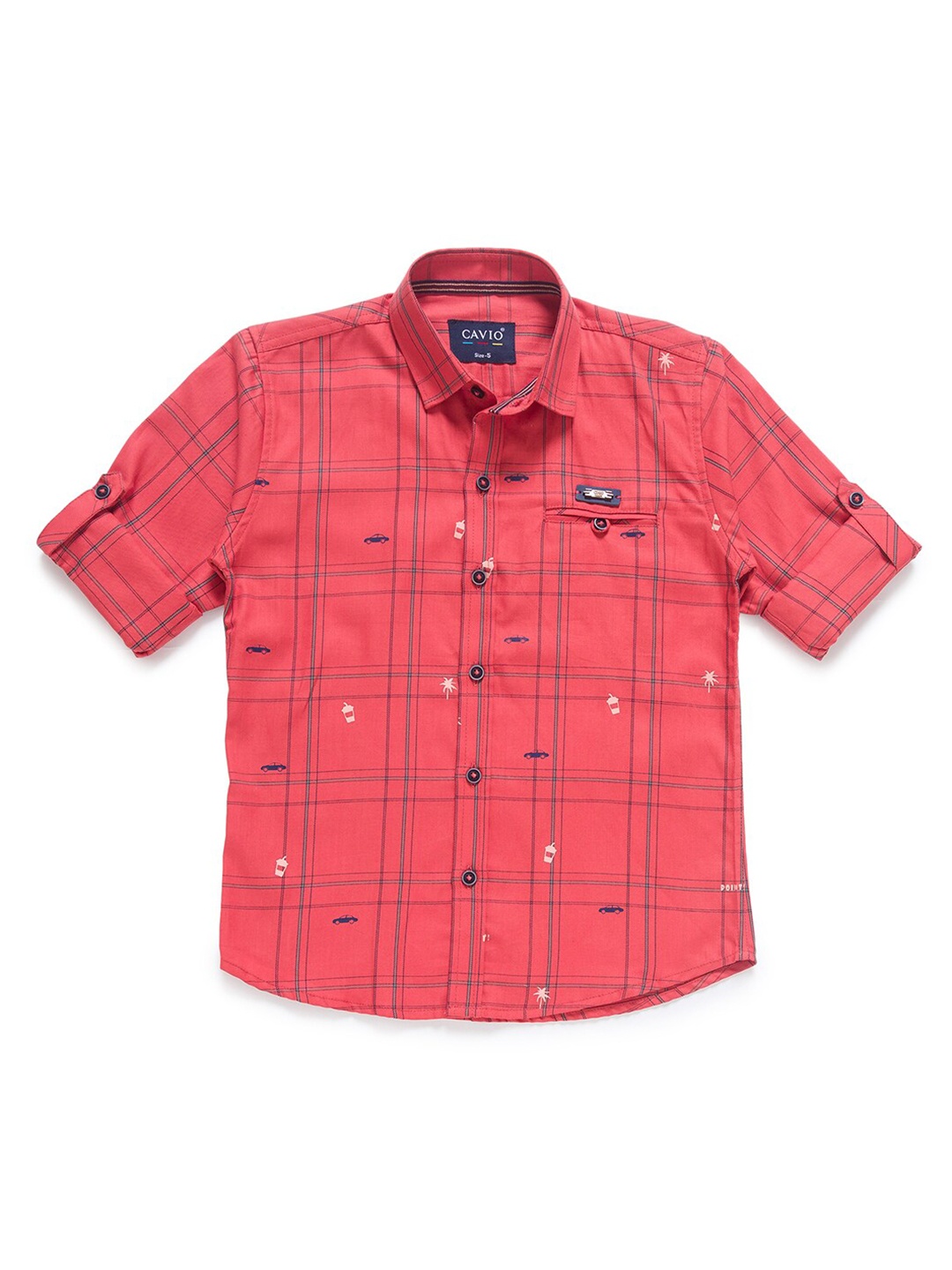 

CAVIO Boys Orange Checked Casual Shirt