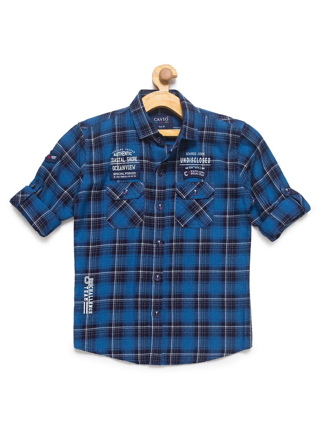 

CAVIO Boys Blue Tartan Checks Checked Casual Shirt