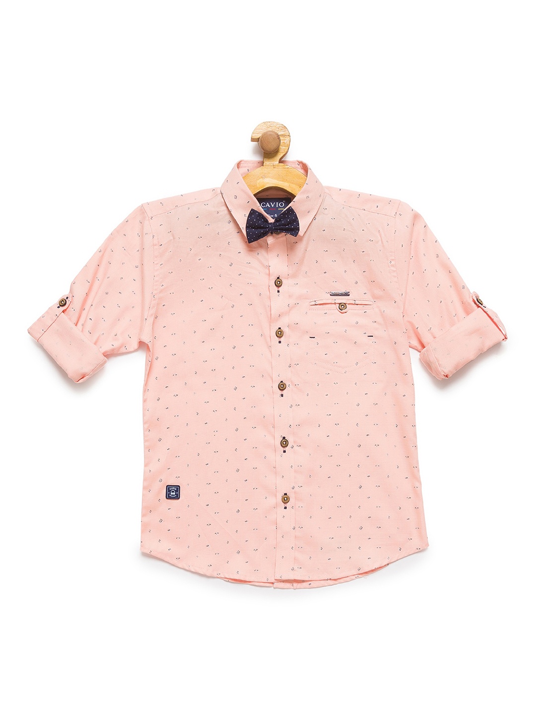 

CAVIO Boys Peach-Coloured Regular Fit Printed Casual Shirt