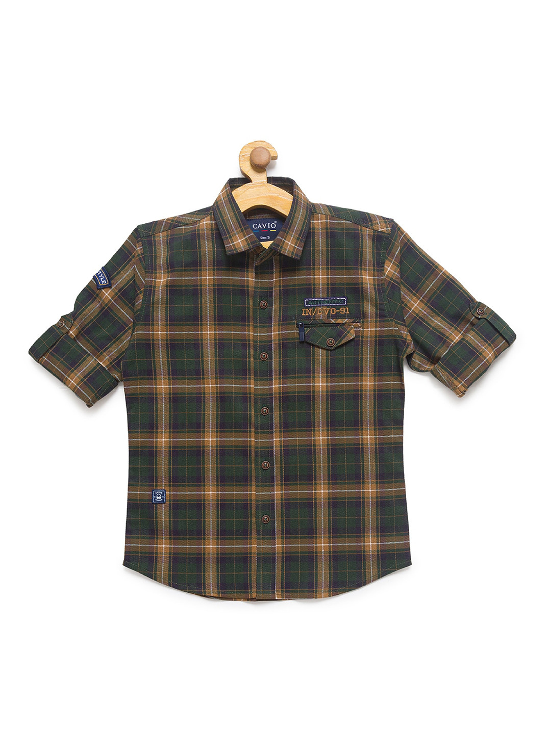 

CAVIO Boys Green Regular Fit Tartan Checks Checked Casual Shirt