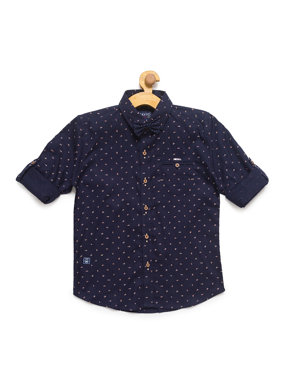 

CAVIO Boys Navy Blue Printed Casual Shirt