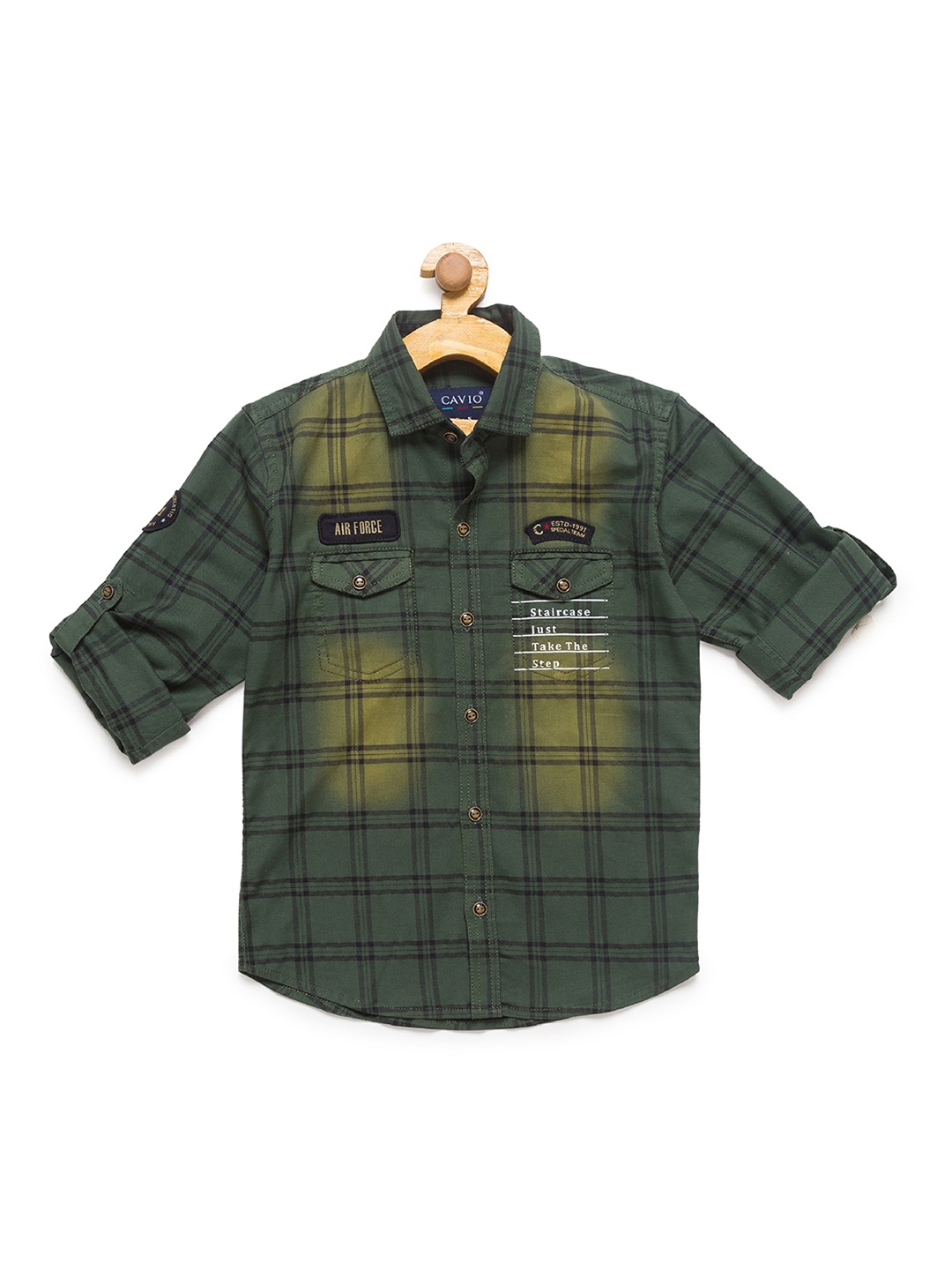

CAVIO Boys Green Regular Fit Tartan Checks Checked Casual Shirt