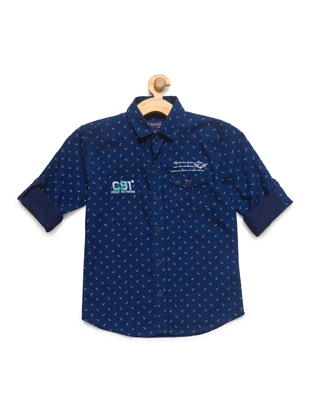 

CAVIO Boys Blue Printed Casual Shirt