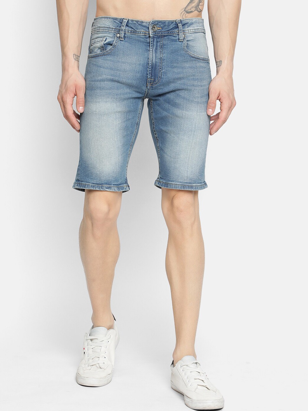 

V2 Value & Variety Men Blue Washed Denim Shorts