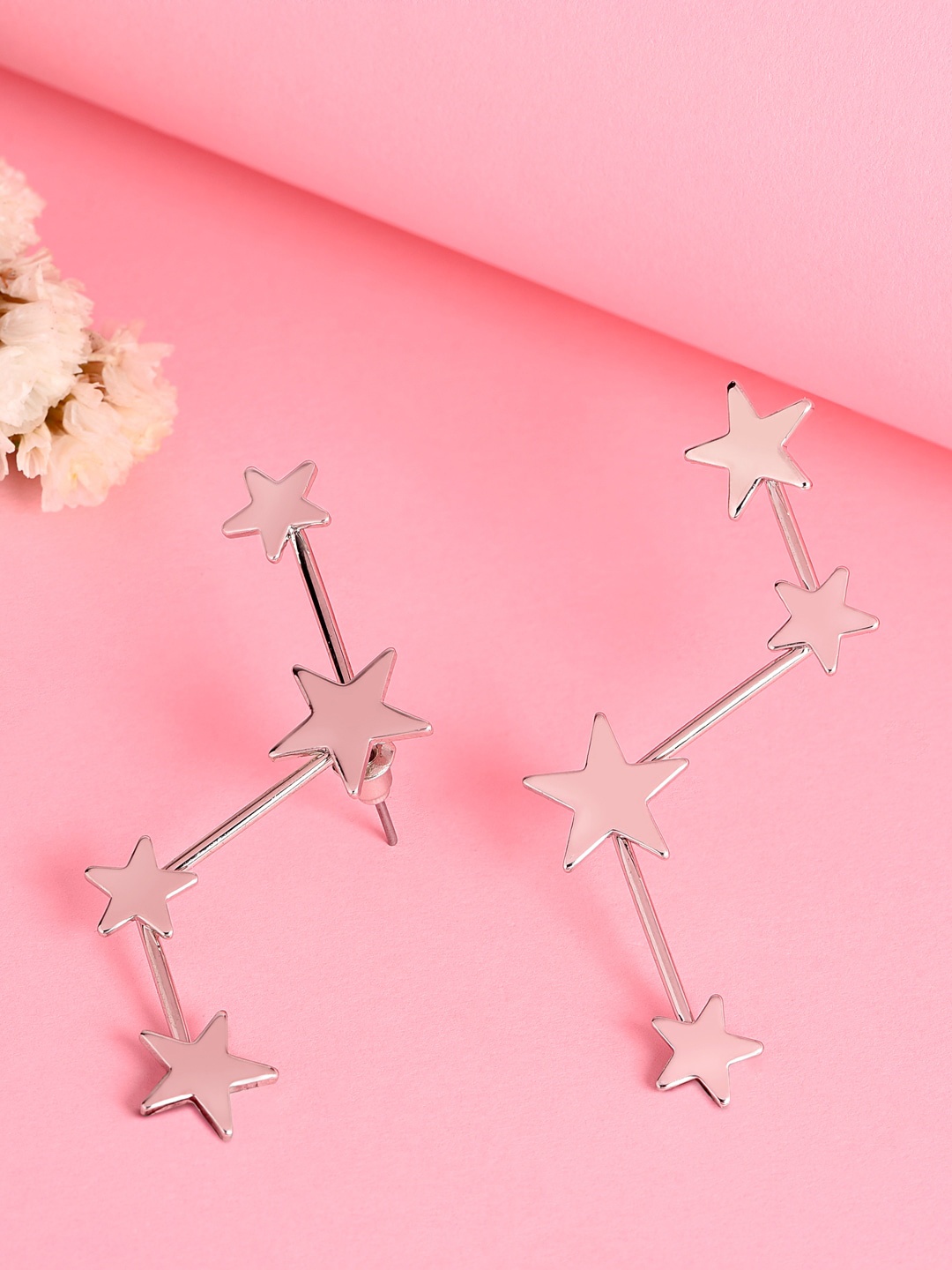 

ToniQ Silver-Toned Contemporary Ear Cuff Earrings