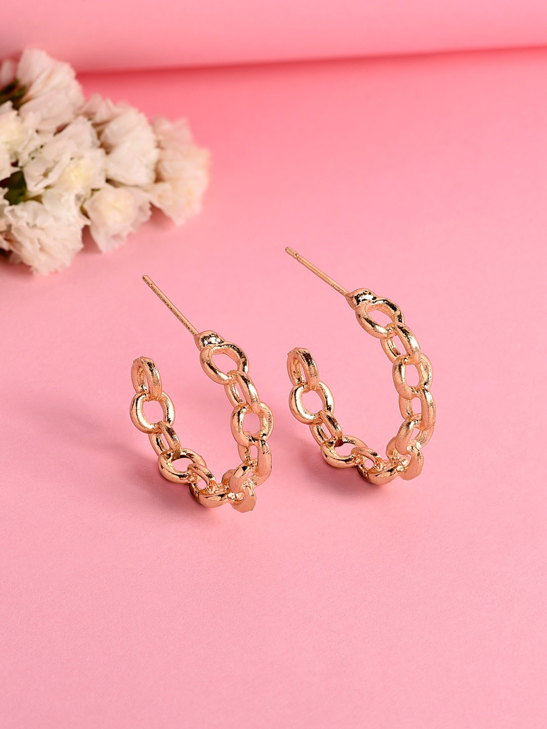 

ToniQ Gold-Toned Contemporary Chunky Half Hoop Earrings