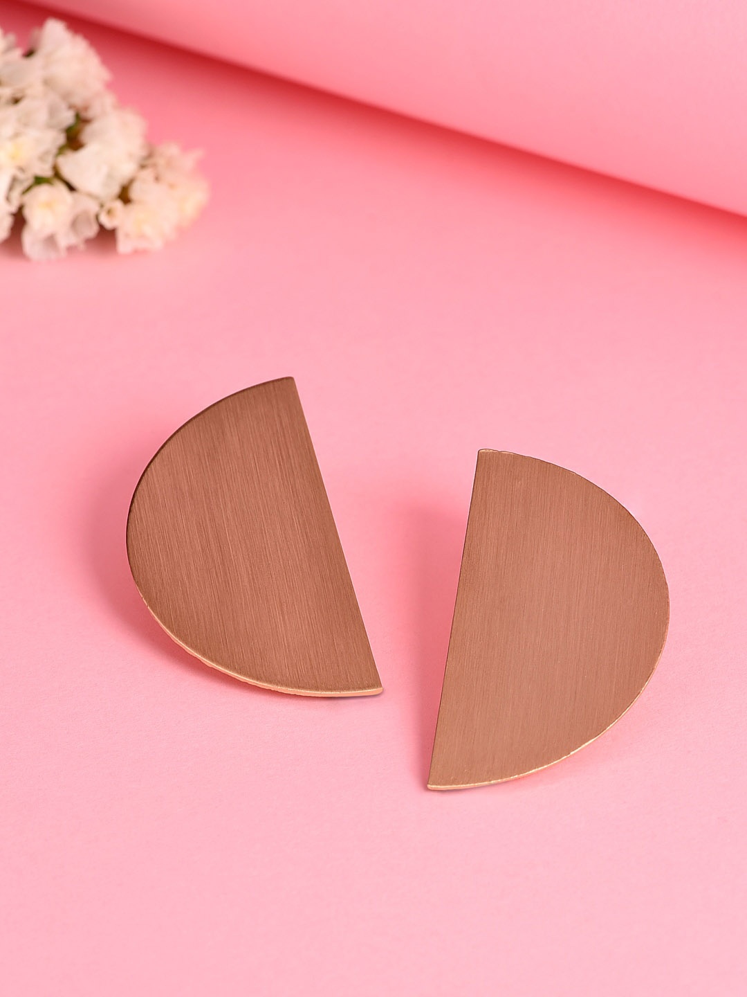 

ToniQ Gold-Toned Semi Circle Minimal Contemporary Studs Earrings
