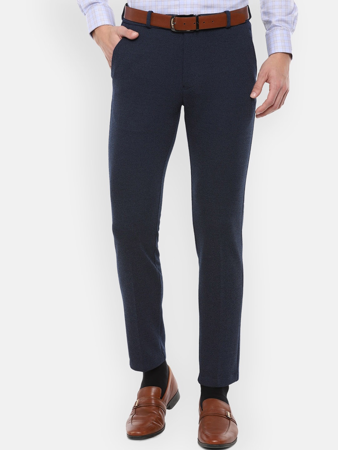 

Louis Philippe Permapress Men Navy Blue Regular Fit Trousers
