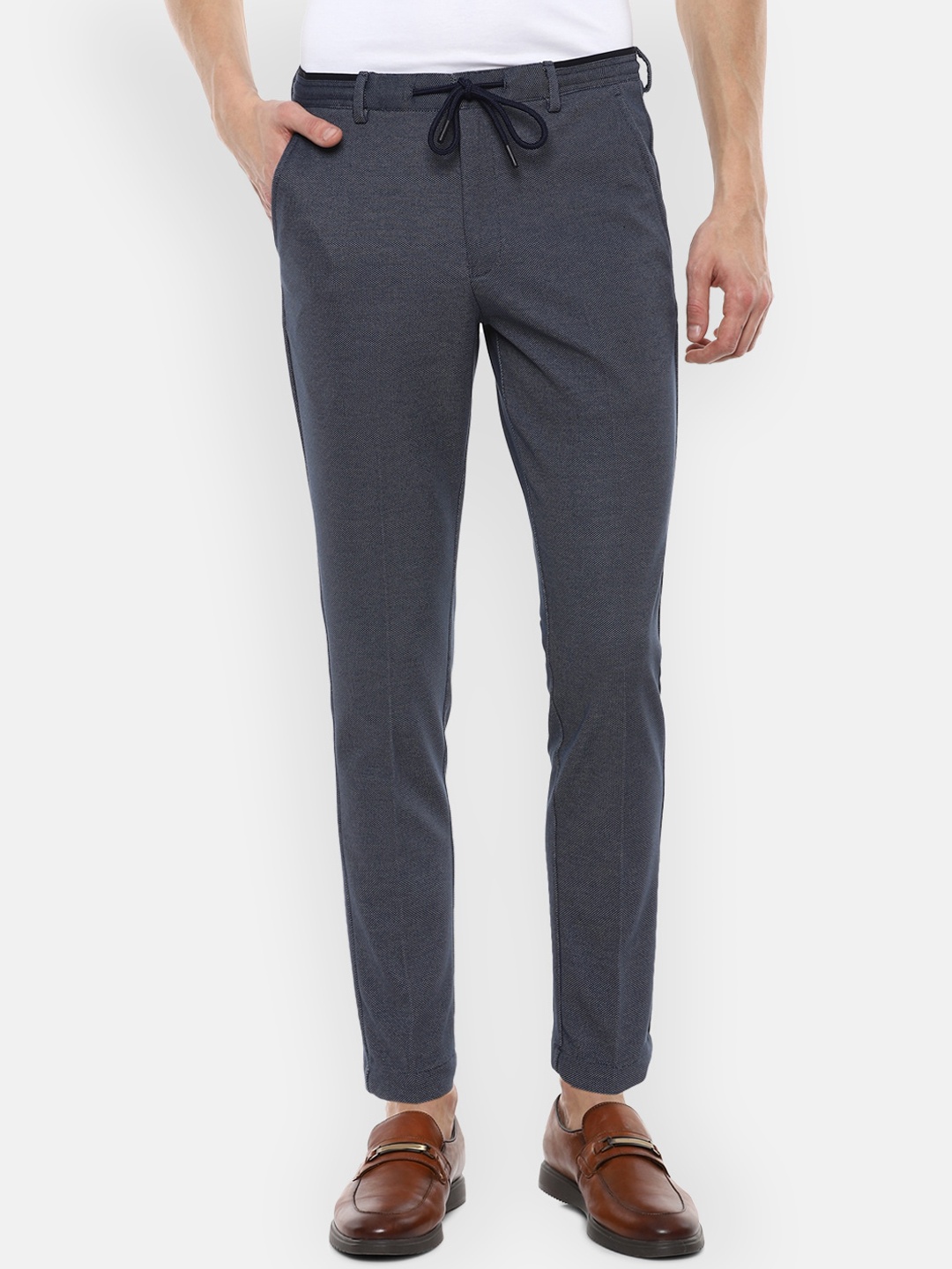 

Louis Philippe Men Navy Blue Solid Trousers