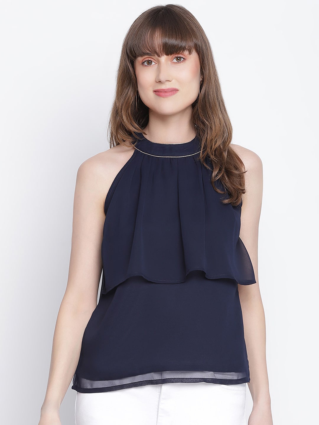 

DRAAX Fashions Women Navy Blue Layered Regular Top