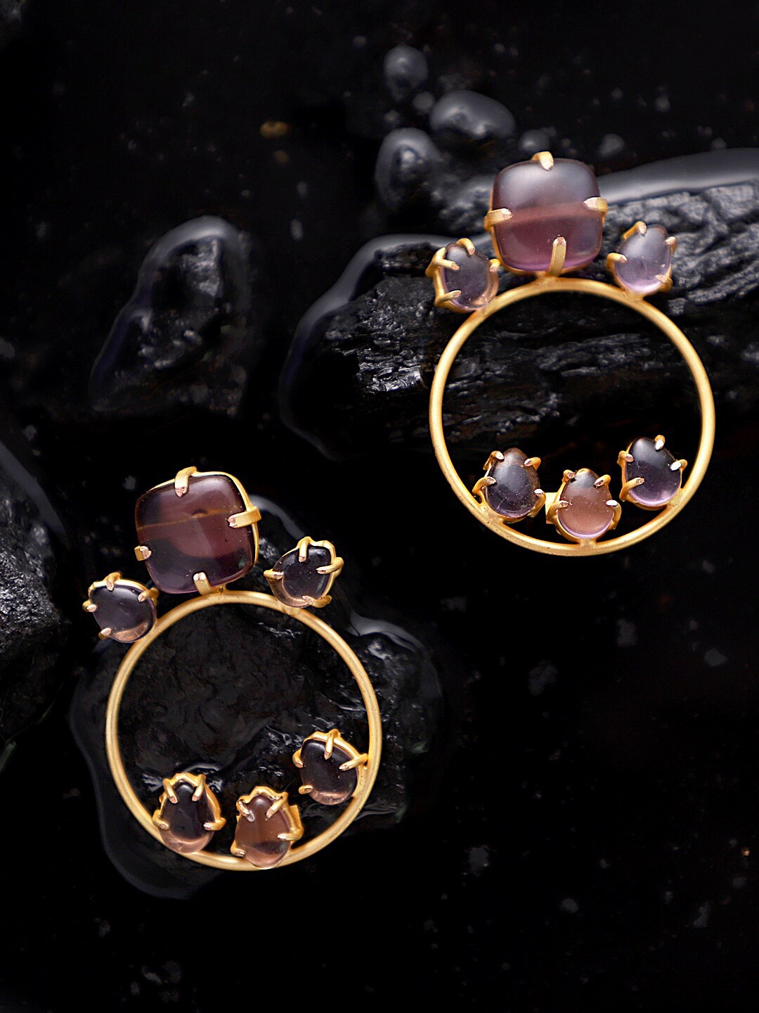 

XAGO Purple Contemporary Handcrafted Hoop Earrings
