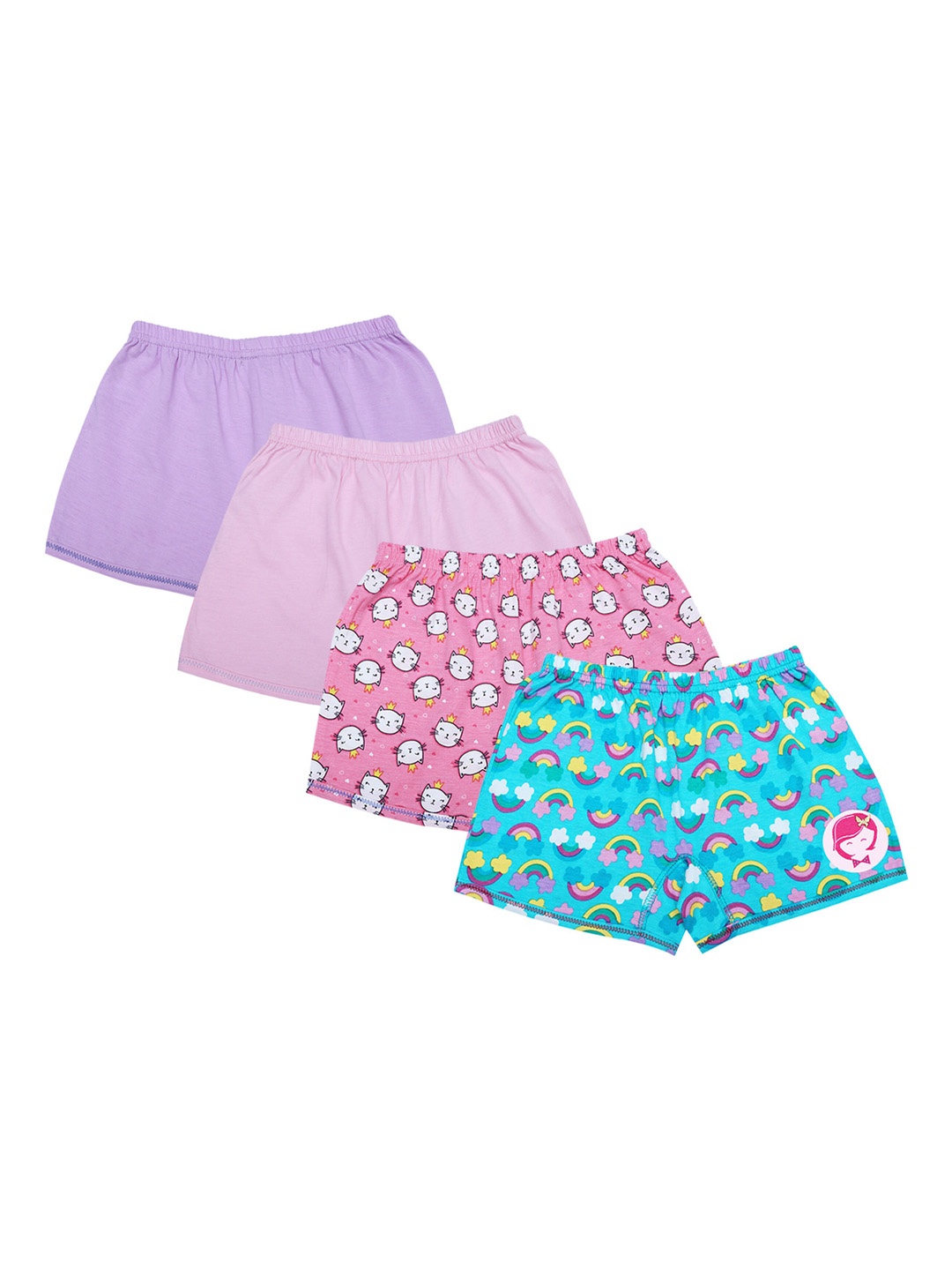 

D'chica Girls Set of 4 Printed Shorts, Pink