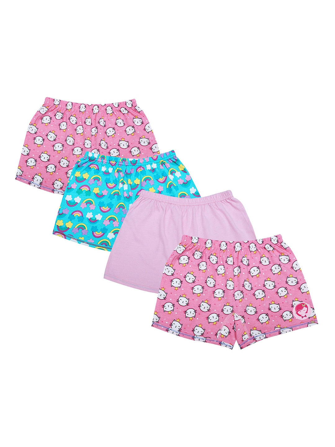 

DChica Girls Pack Of 4 Printed Boxer Shorts DCSRJN7421/3-4, Blue