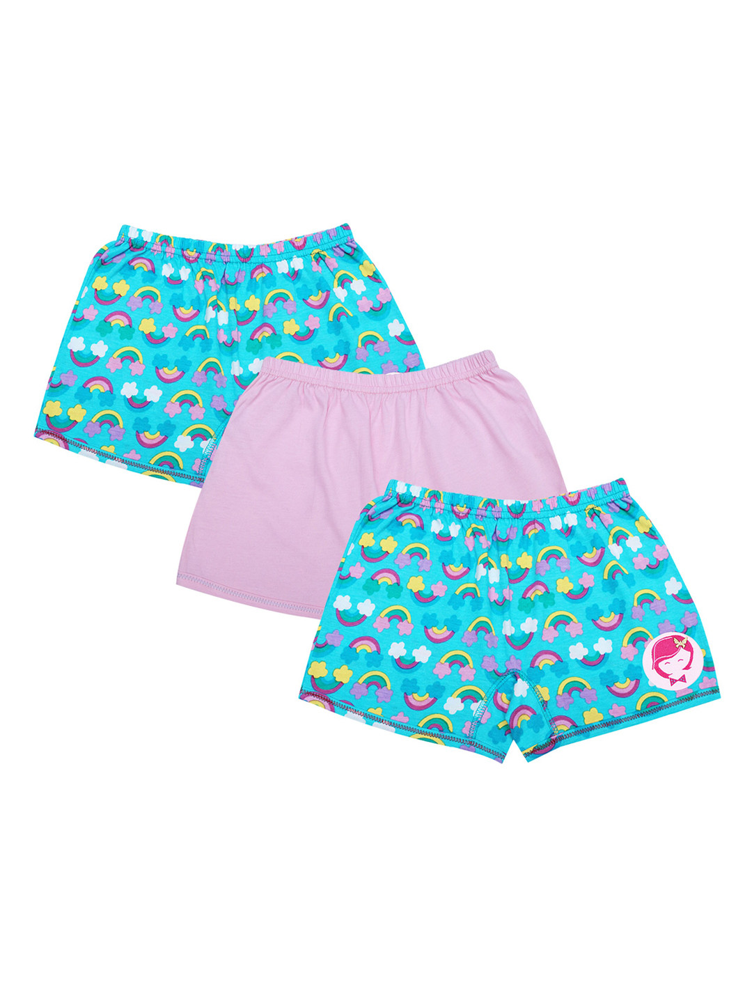 

D'chica Girls Set of 3 Printed Boxer Shorts Briefs, Pink