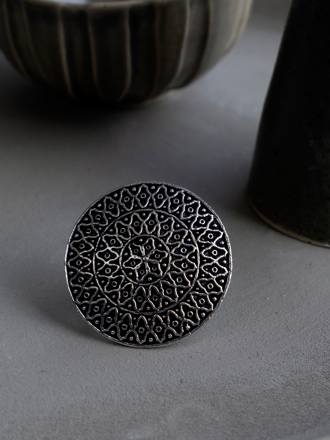 

Infuzze Women Silver-Toned Oxidized Brass Finger Ring