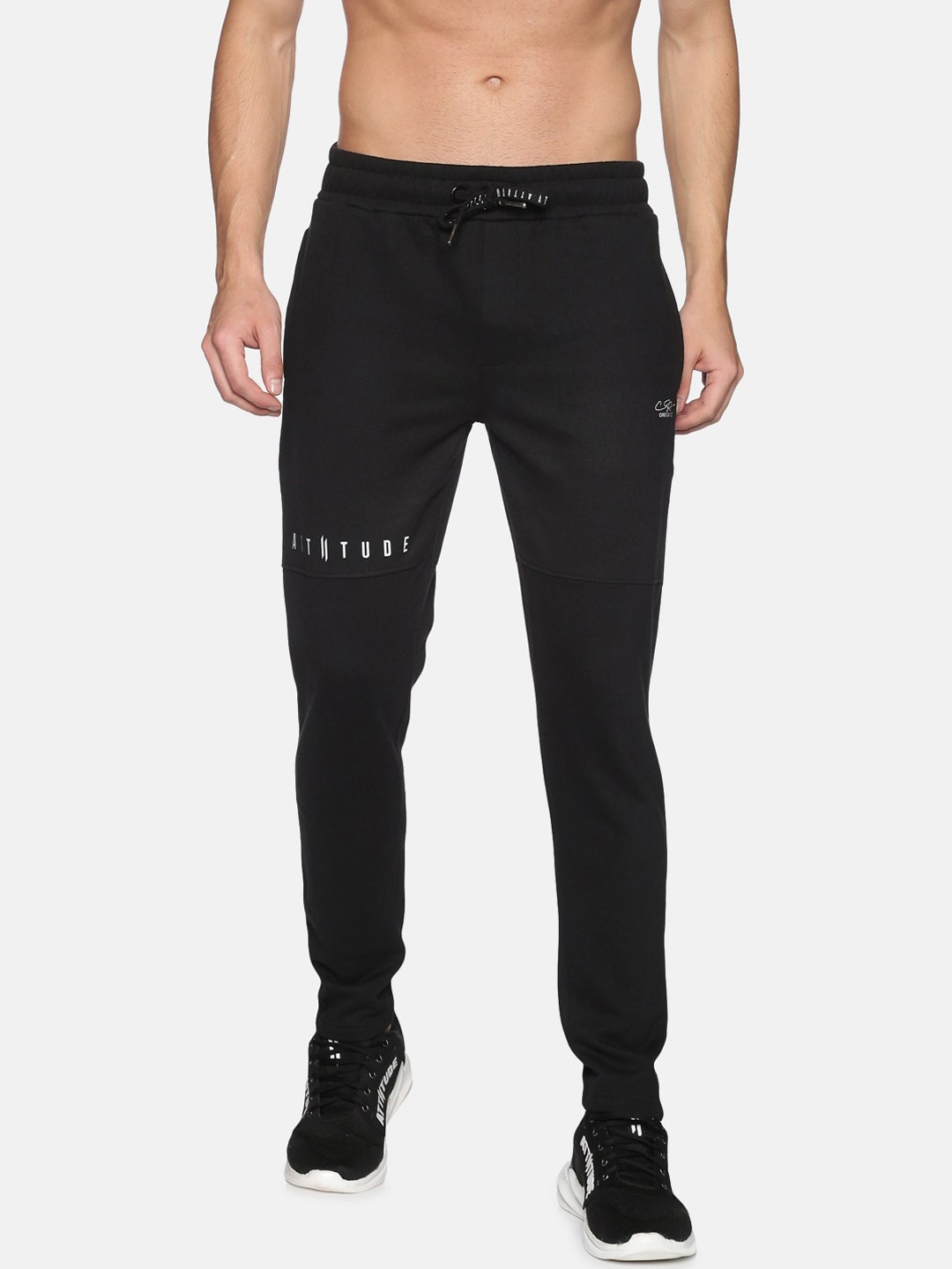 

ATTIITUDE Men Black Solid Slim-Fit Pure Cotton Joggers
