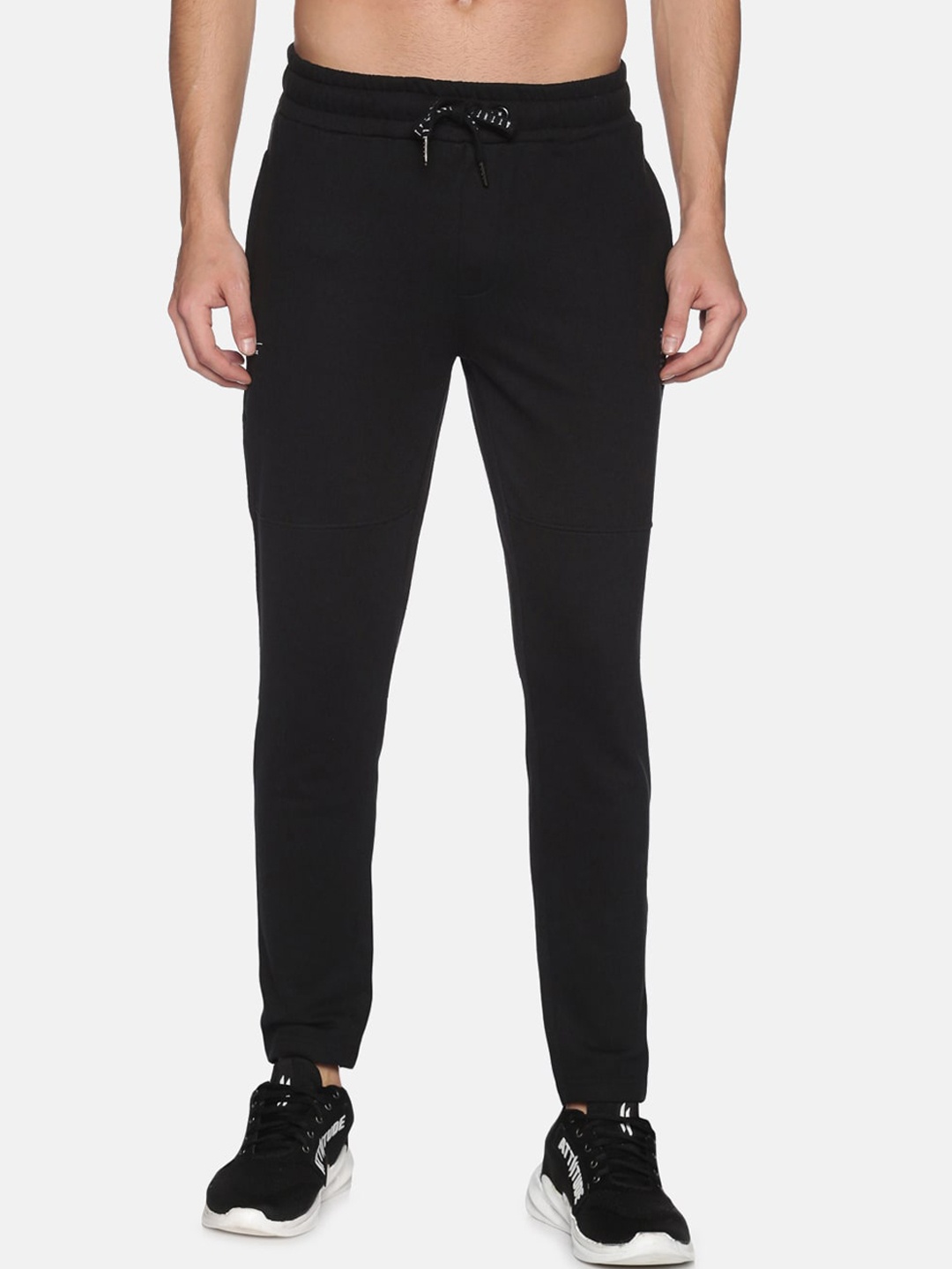 

ATTIITUDE Men Black Solid Pure Cotton Slim-Fit Track Pants