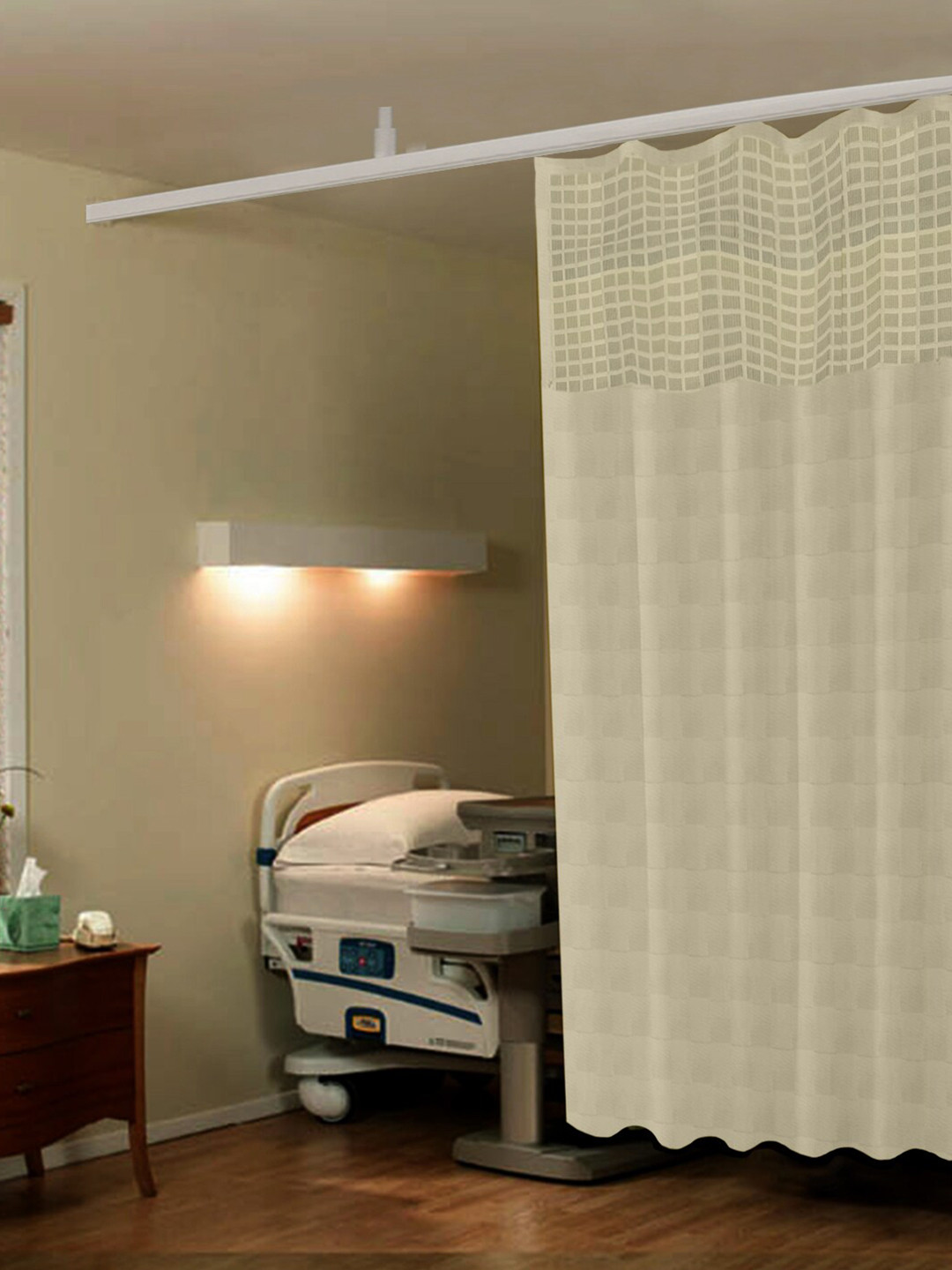 

Lushomes Cream-Coloured Geometric Partition Curtain