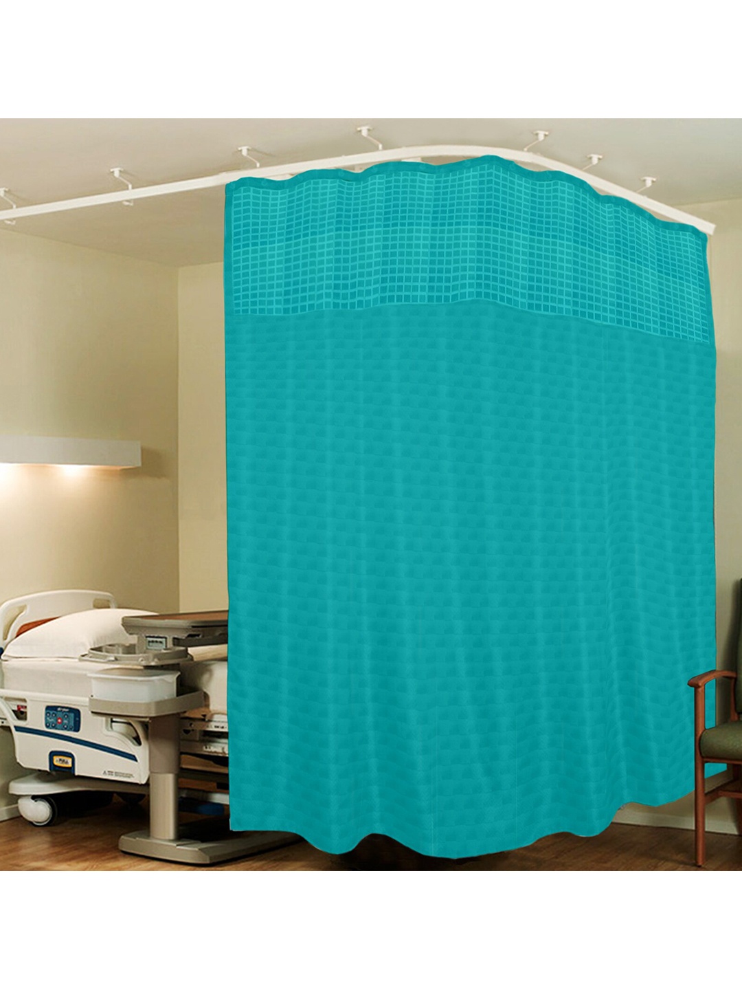 

Lushomes Turquoise Blue Geometric 2 partition Net Hospital Curtain