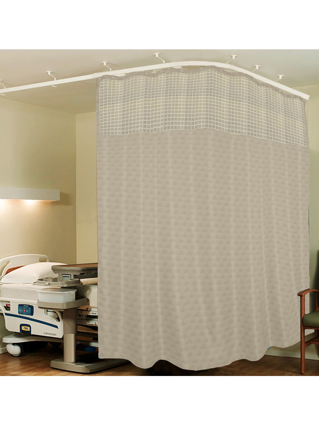

Lushomes Cream-Coloured Geometric Partition Curtain