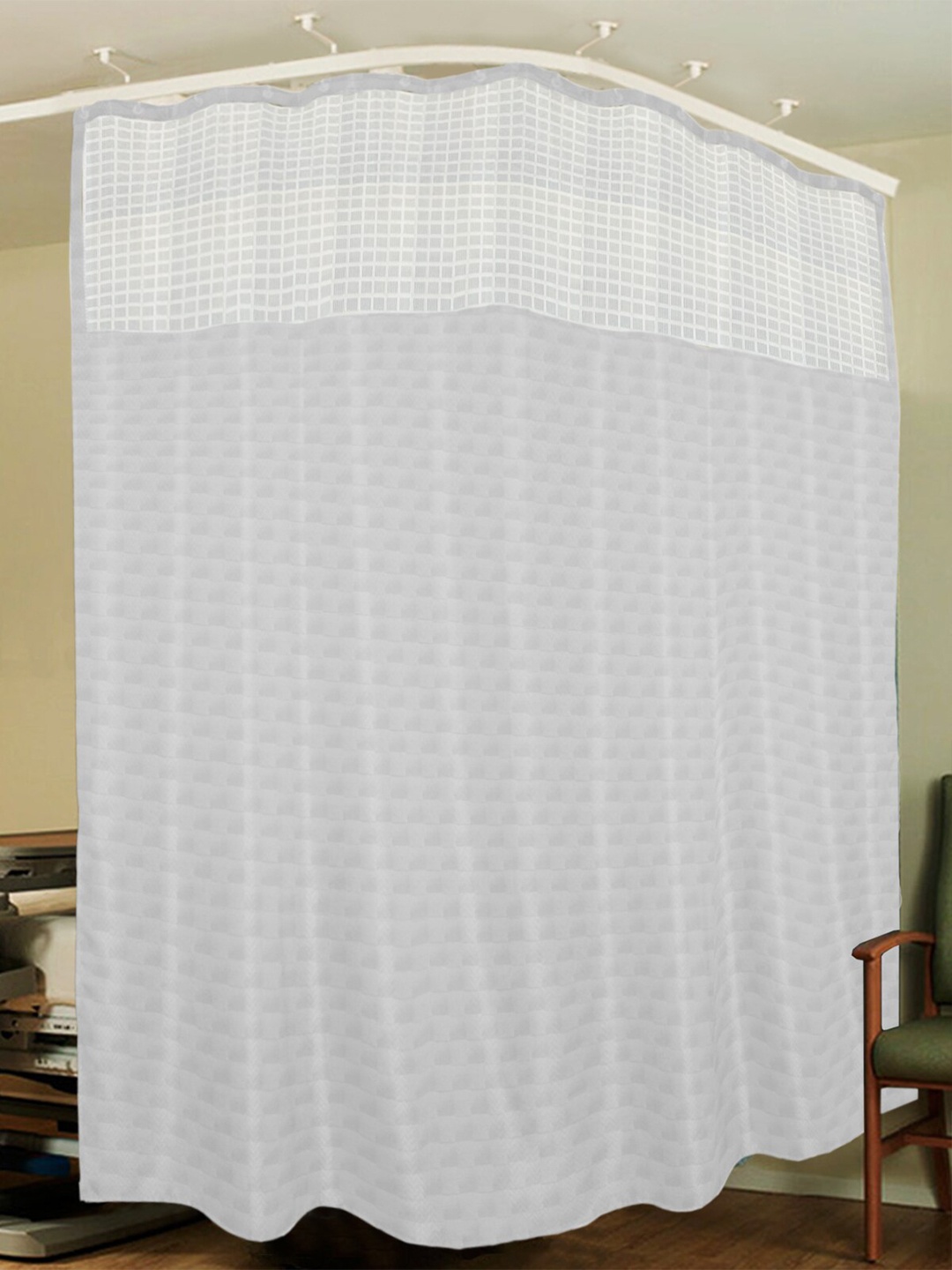

Lushomes White Geometric Hospital Bed Partition Curtain