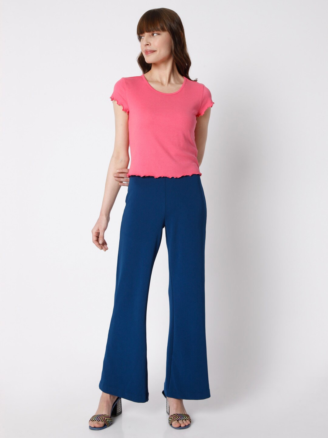 

Vero Moda Womens Pink Cap Sleeve Crop Top