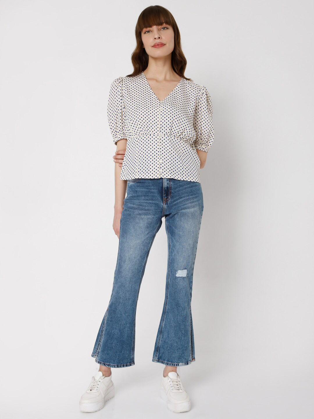 

Vero Moda Beige Geometric Print Wrap Top