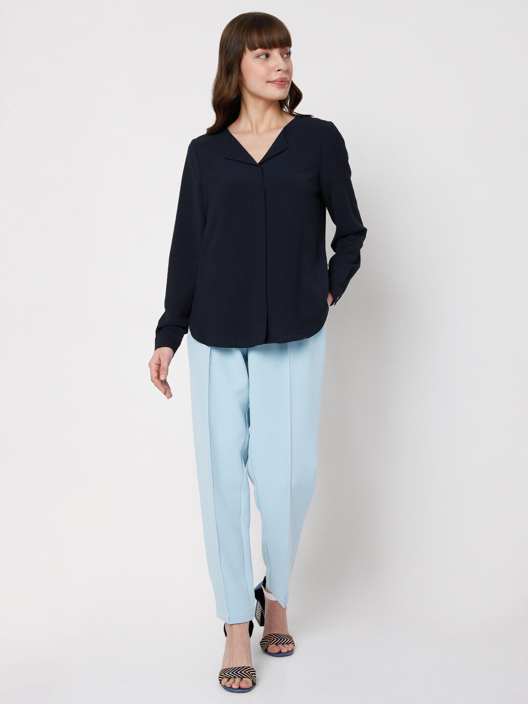 

Vero Moda Women Navy Blue Casual Shirt