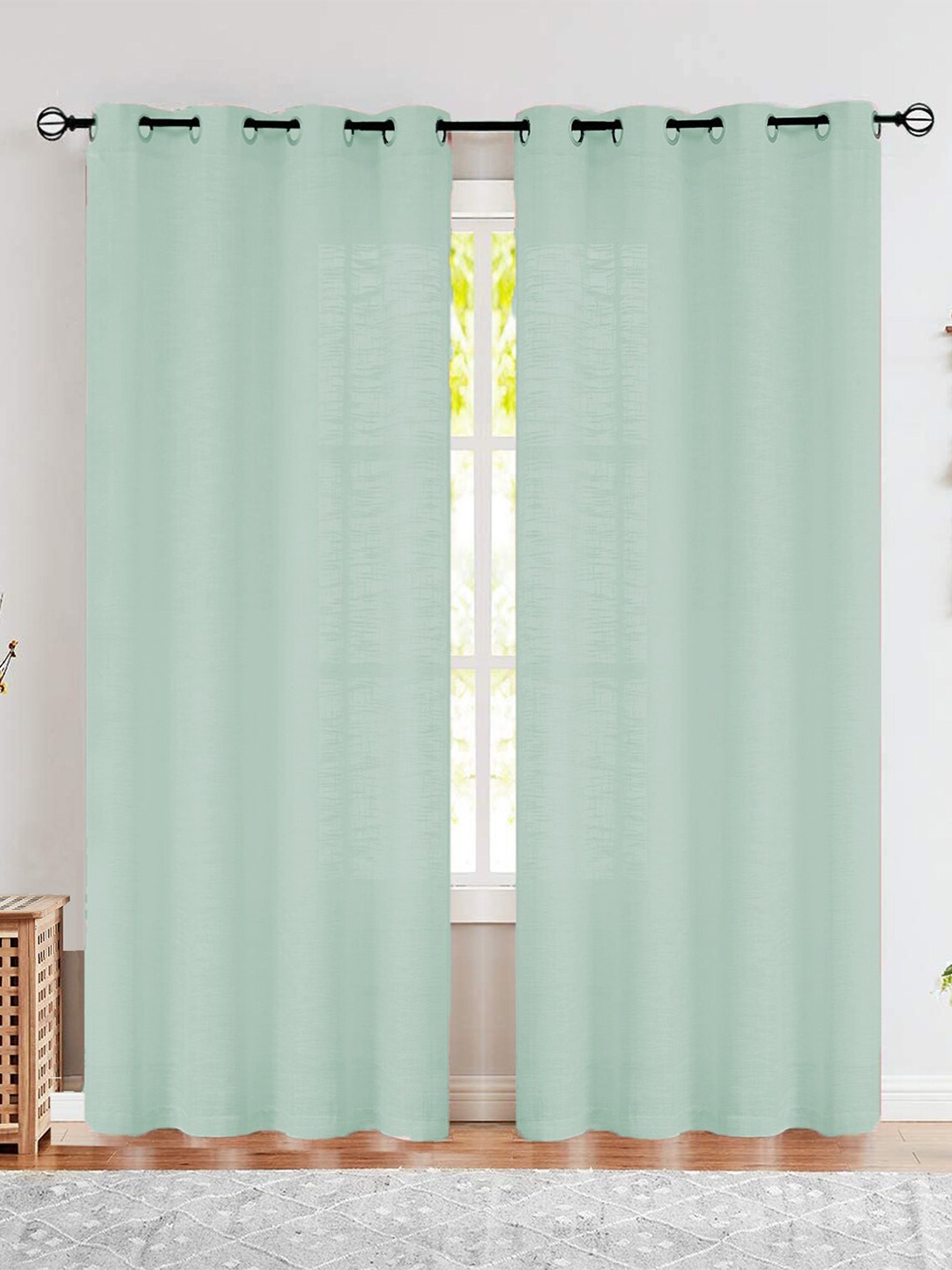 

STYBUZZ Green Set of 2 Sheer Door Curtain