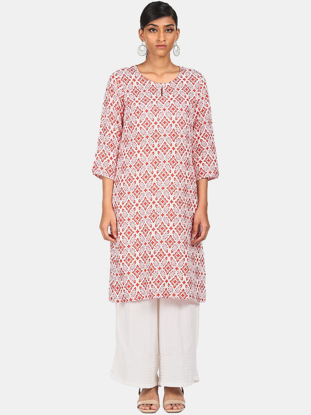 

Karigari Women Red Geometric Printed Kurta