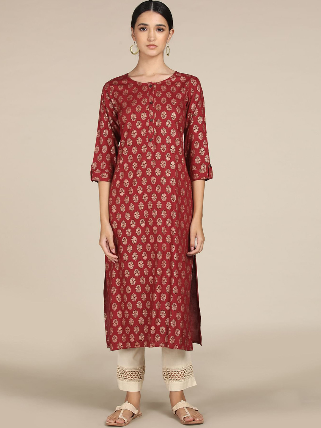 

Karigari Women Red Ethnic Motifs Printed Kurta