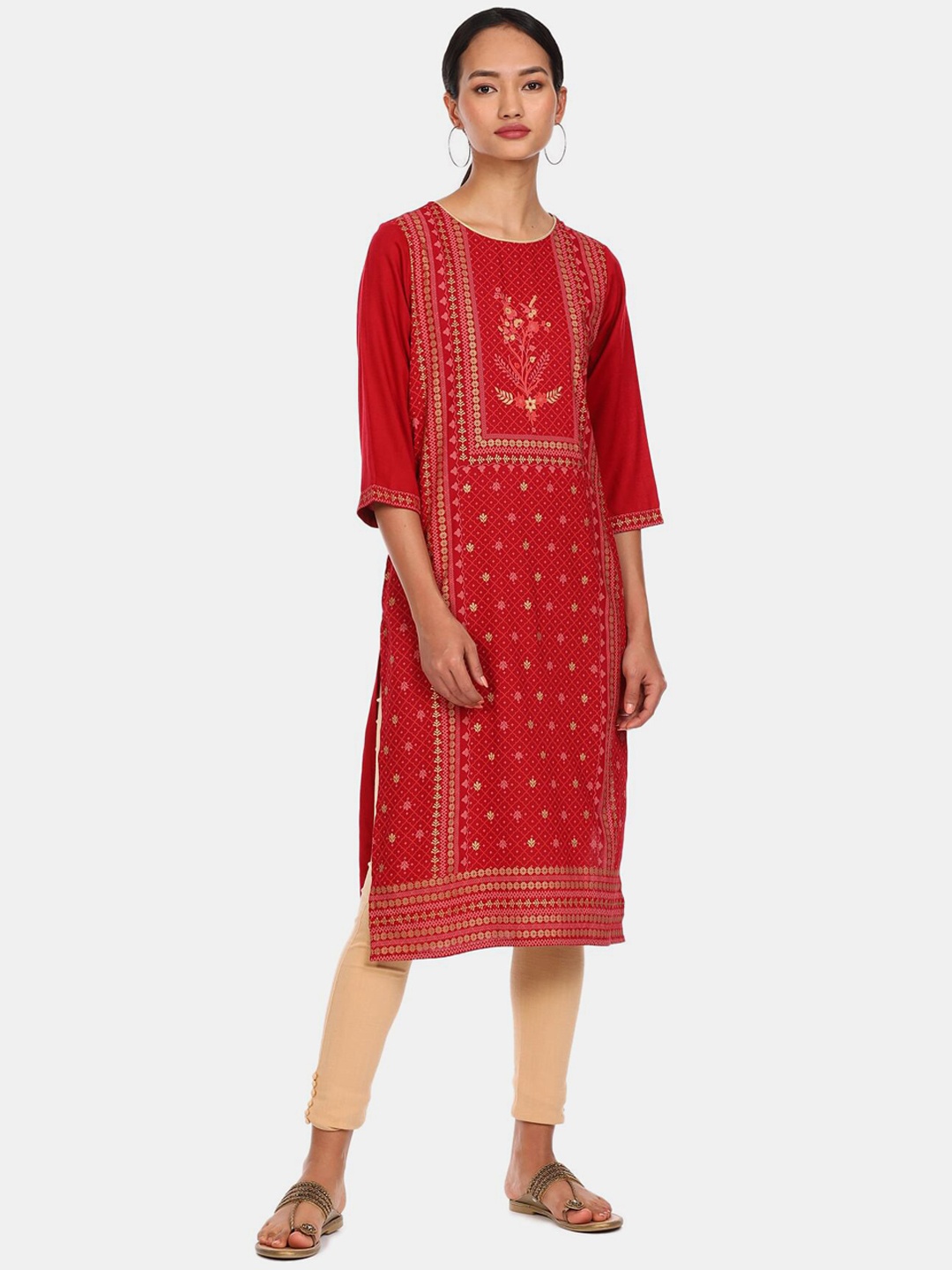 

Karigari Women Red Ethnic Motifs Printed Kurta