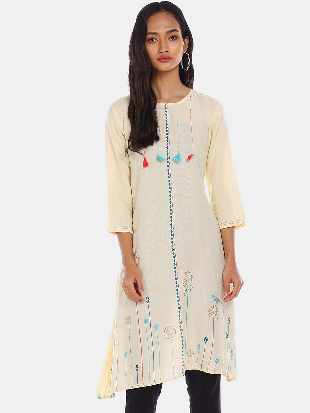 

Karigari Women Beige Embroidered Thread Work Kurta